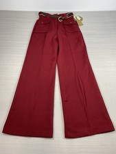 Vintage 70s Bell Bottom Disco Pants Flare Polyester Sears Size 10 Crimson Red