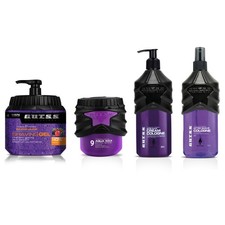 Gutss Mens 4 pcs Gift Set | Shaving Gel Hair Styling Wax Aftershave Cologne Purp