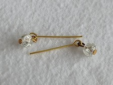 Vintage Doll Earrings Tiny 1.0x6 Clear Beads Jewellery Vintage Bisque Jumeau Bru