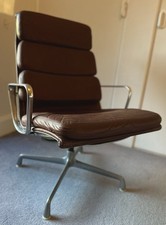 VINTAGE HERMAN MILLER EAMES EA216 LEATHER SOFTPAD LOUNGE CHAIR 