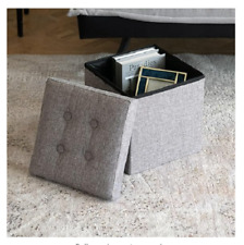 Oak & Beige foldable Ottoman Footstool / Storage for Toys, Shoes etc