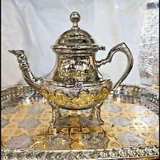 Moroccan Handmade Tea Set , Engraved Serving Tray&Teapot , Luxurious Homeware