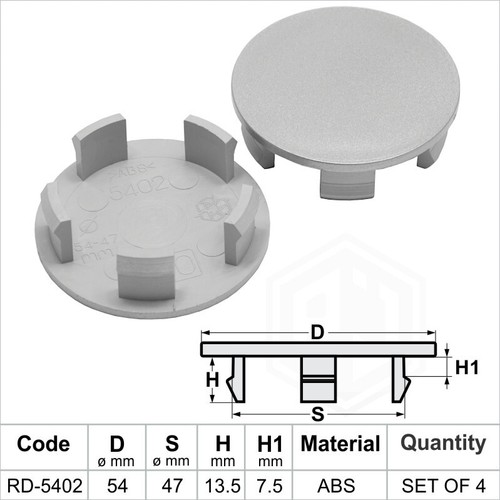 Alloy wheel center - 4x, caps