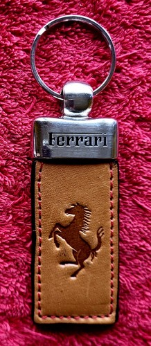 Ferrari keyring tan leather - keyring,