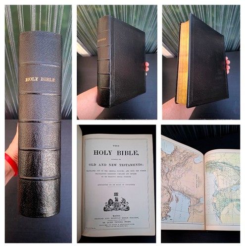 1860 holy bible kjv leather - c.1860,
