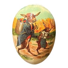 Nestler Made in Germany Vintage Easter Egg Container Bunny Rabbit Paper Mache