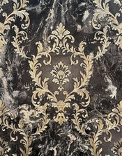 Rasch Sienna Damask Black Vasari Metallic Italian Luxury Wallpaper 534382
