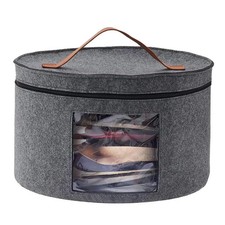 17"x19" Travel Hat Box Cowboy Cap Organizer Storage Bin Bag Zippered Lid Case