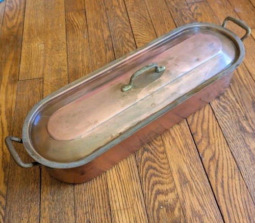 Vintage copper fish poacher - copper,