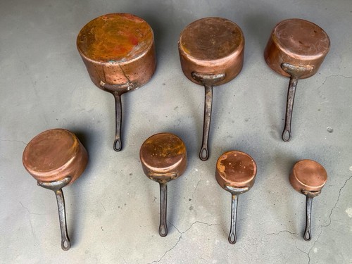 Antique copper pans set - copper,