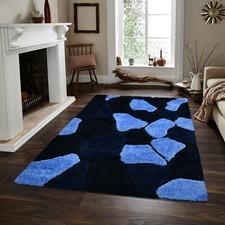 Duck egg blue 3D Shaggy Rugs For Living Room Multi Coloured High Pile Soft
