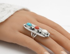 Vintage Arthur J Williams Navajo Artist Sterling Silver Statement Ring