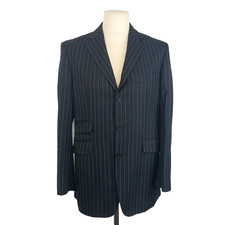 Aquascutum Suit Jacket Blazer Mens 40R Navy Pinstriped Wool Smart Casual Formal