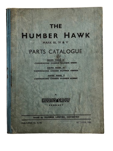 Humber hawk parts catalogue - humber,