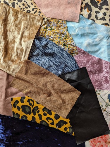 Fabric scraps velvet satin - fabric,