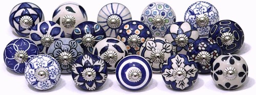 White blue ceramic door - white,
