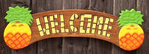 Tiki bar sign welcome - tiki, board