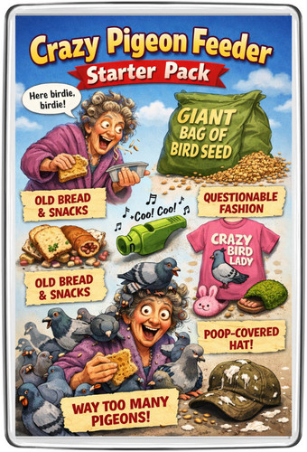 Crazy pigeon feeder - crazy,
