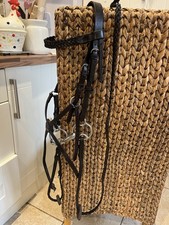 M&M Native Grackle WH Bridle in Havana & Shoelace Plaited Reins Fylde 