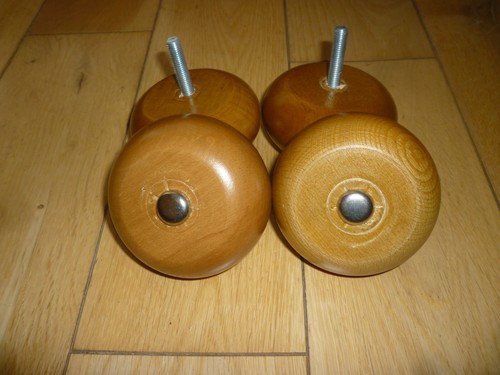 Wooden beech colour bun feet -  wooden,