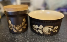 DENBY BAKEWELL LIDDED STORAGE JAR AND 1.5 PINT CASSEROLE BOWL  RETRO KITCHEN