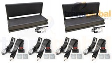 Black Vinyl Folding Rear Bench Seats & Lap Belts for Land Rover Defender 83-16