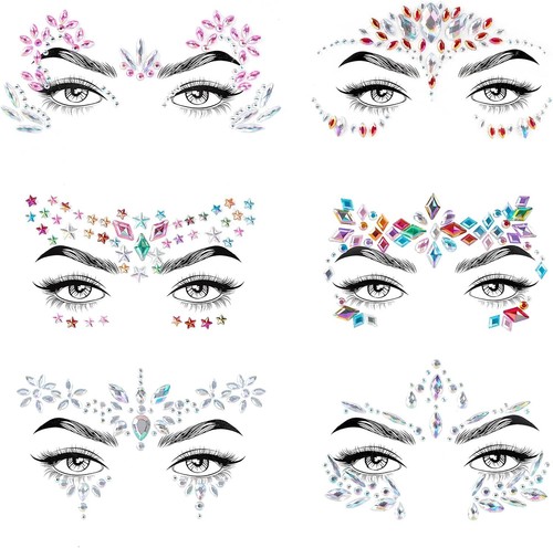 6pcs festival face - face, gems