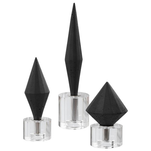 Geometric faceted black - black, marble