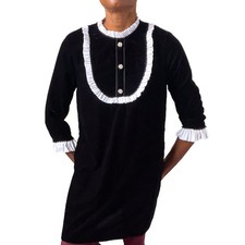 Zara Contrast Black Velvet Dress - Cotton Collar - 1960s Style - Fit / S