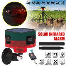 Solar Power Motion Sensor Sound Light Alarm Dog Barking Gunshots Repeller 2 Mode