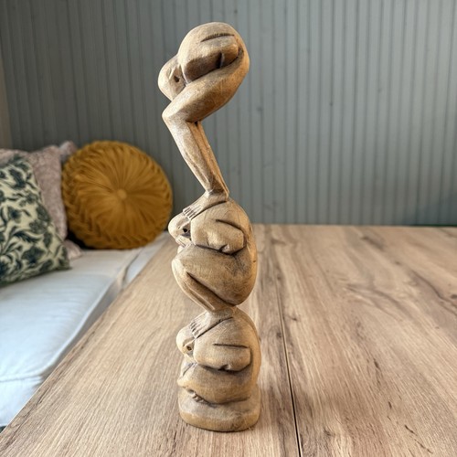 Vintage hand carved wooden - carved,
