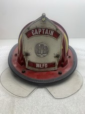 Captain MLFD Fire Helmet Cairns & Bro Leather Front Badge Flip Down Goggles FD