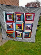Patchwork lap quilt, bright