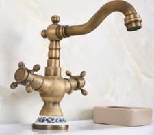 Vintage Retro Brass Swivel Spout Kitchen Sink Faucet Bathroom Basin Taps Dnf601