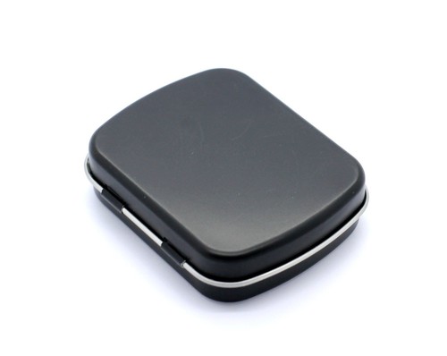 Small black metal tin case - small,
