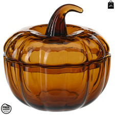 IKEA HOSTAGILLE Bowl & Lid Brown 19 cm Pumpkin Glass Limited Ed. Collectable NEW
