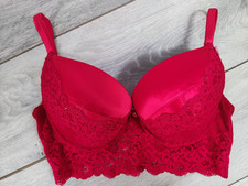 NEW Boux Avenue Strawberry Sparkle Lace Longline Bra Lingerie Wired Bra UK34-36