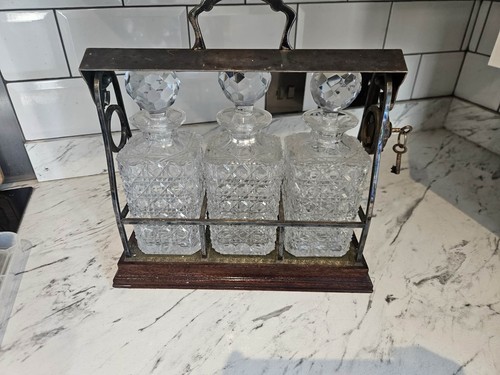 Antique tantalus decanter set - tantalus,