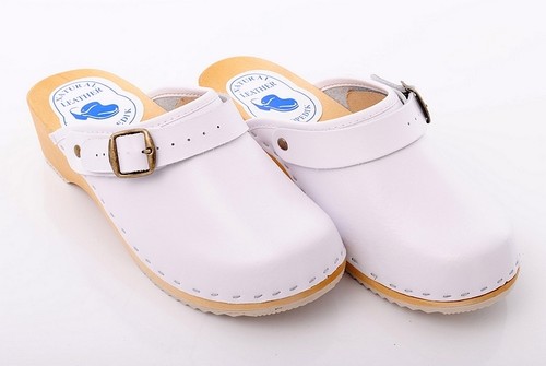 White clogs geniune leather - white,