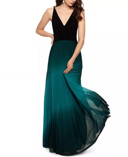 Betsy adam gown black teal - gown,