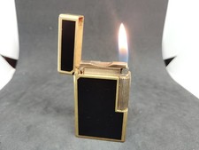 Vintage Dupont Gas Lighter Black Lacquer Line 1L Working Condition