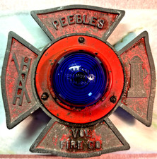 Vintage Fire Truck Maltese Embossed Cross & Cobalt Blue Glass Lens Medford NJ