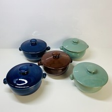 Denby Manor Green,Cottage Blue And Brown Small Lidded Soup Casserole Bowl x 5