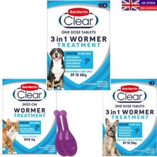 Bob Martin Clear 3 In 1 Wormer Tablets Small & Large Dog, Cats & Kittens Spot On