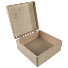 Square Wooden Box For Craft / Decorative Plain Pine 30x30x14 cm / Keepsake Box