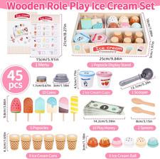 45PCS Pretend Wooden Ice Cream