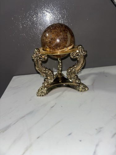 Vintage ornate brass crystal - ornate,