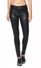 Carmar Ryan Black Wax Coated Low Rise Super Skinny Jeans Size 27 READ