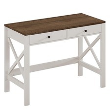 Farmhouse Desk 39" Computer Desk with Drawers, Small Study Writing Table with...