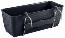 Planters Pride Windo 50cm Plastic Rectangle Window Plant Pot, Anthracite 12L Pot